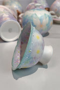 Dreamy Butterfly & Floral Series Hand-Painted Porcelain Teacup — Blue