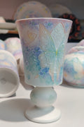 Dreamy Butterfly & Floral Series Hand-Painted Porcelain Stem Cup